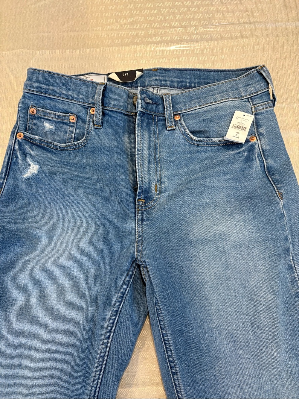 Gap Vintage Slim Mid Rise Jeans New With Tags Size 28 Tall Distressed Denim - Picture 7 of 14